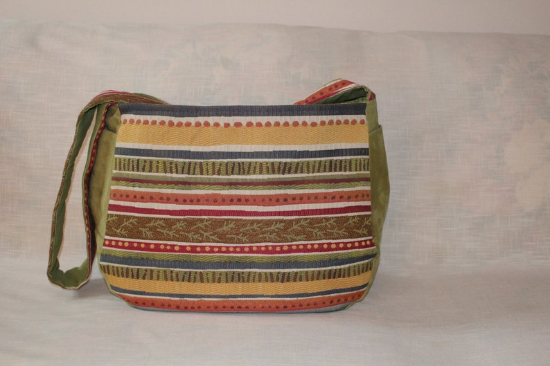 Lime and citrus striped carry-all tote