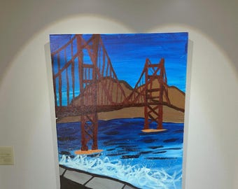 Pintura acrílica del Puente Golden Gate / Arte costero de San Francisco 16x20