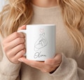 Custom love gesture mug: personalized name cup, K-pop gift, line art coffee mug, Korea product logo