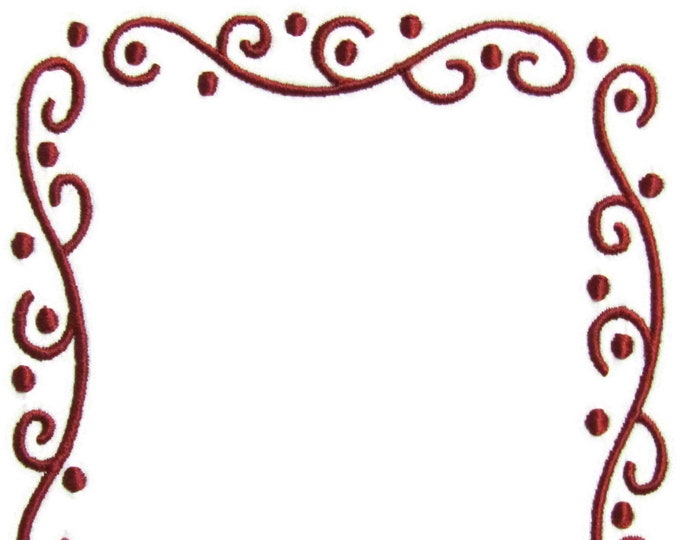 Scrollwork Square Embroidered Quilt Label to customize with your personal message