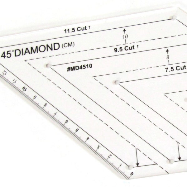 Diamond Metric Quilt Ruler 45 degree 2cm - 12cm