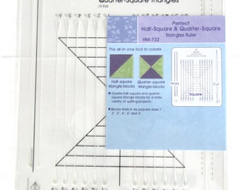 Half square triangle ruler to mark and cut blocks