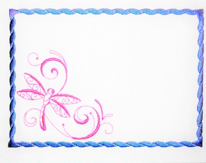 Dancing Dragonfly embroidered quilt label to customize with your personal message