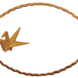Origami Crane embroidered quilt label to customize with your personal message