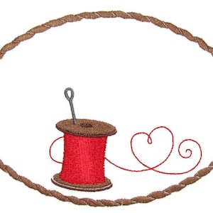 Thread spool embroidered quilt label to customize with your personal message