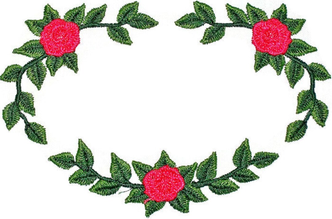 Red Rose Swag Floral Embroidered Quilt Label to Customize With Your ...
