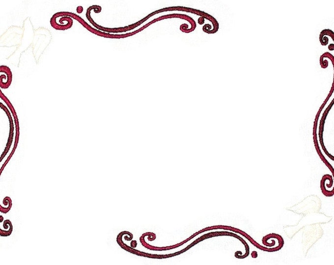 Doves and scrollwork embroidered quilt label to customize with your personal message