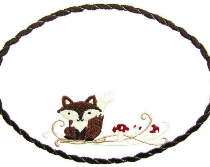 Fox embroidered quilt label to customize with your personal message