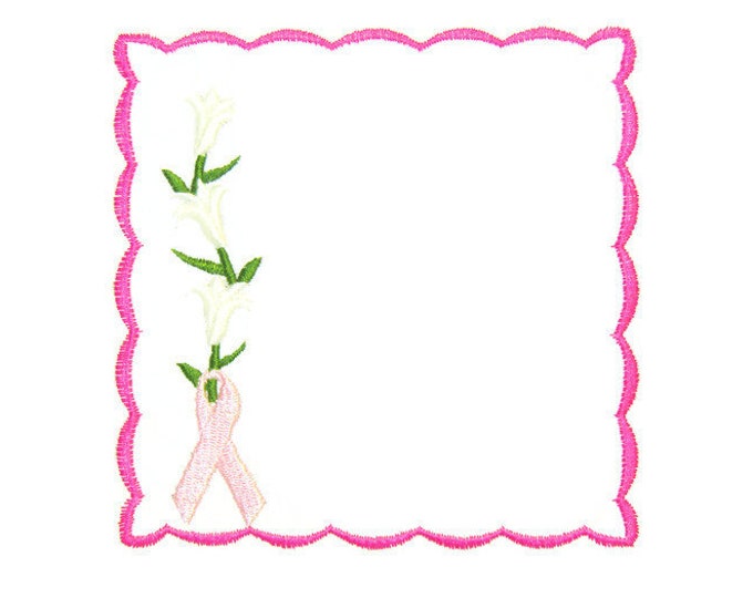 Lily breast cancer awareness embroidered quilt label to customize with your personal message