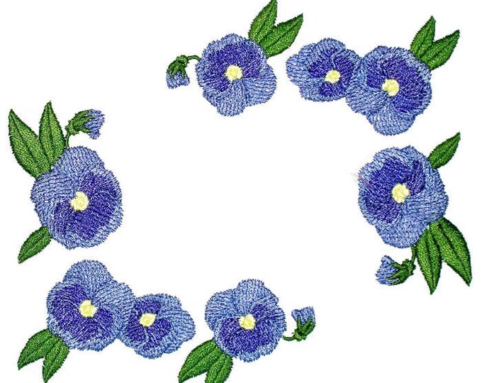 Purple Pansy floral Embroidered Quilt Label to customize with your personal message