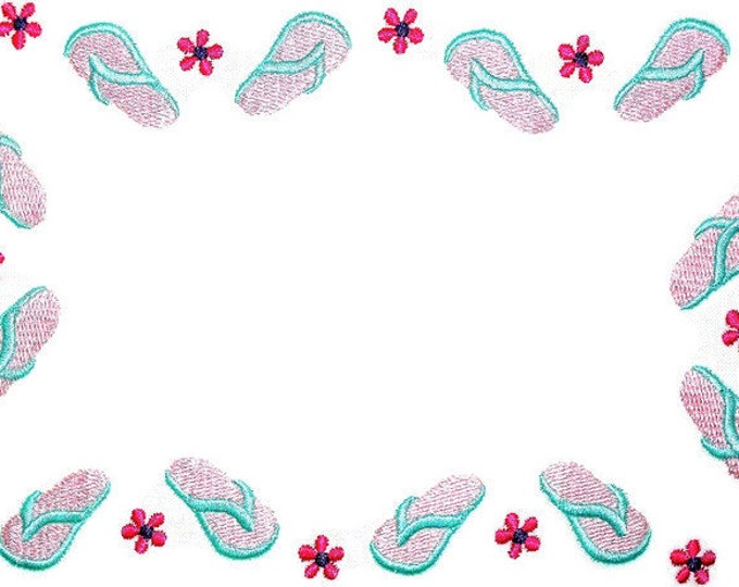Beach Flip Flops embroidered quilt label, to customize with your personal message