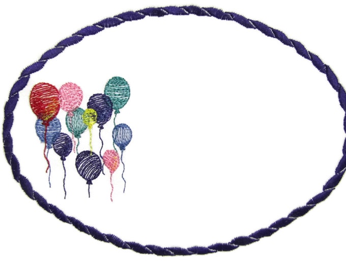 Birthday Balloons embroidered quilt label to customize with your personal message
