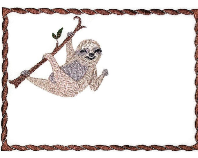 Sloth three toed embroidered quilt label to customize with your personal message