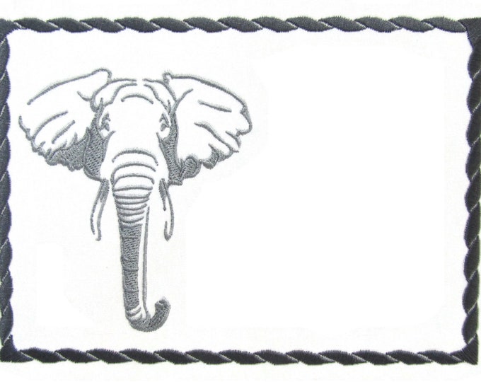 Elephant embroidered quilt label, perfect to customize with your personal message