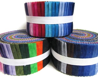 Rainbow of Colours, Jelly roll, 40 strips x 2.5" wide 100% Cotton