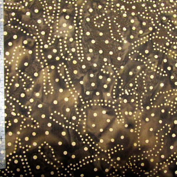 Wide Quilt Backing, Celestial Batik, 108" Wide, Brown with Beige Dots