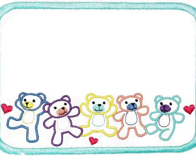 Teddy Bear Embroidered Quilt Label to customize with your personal message