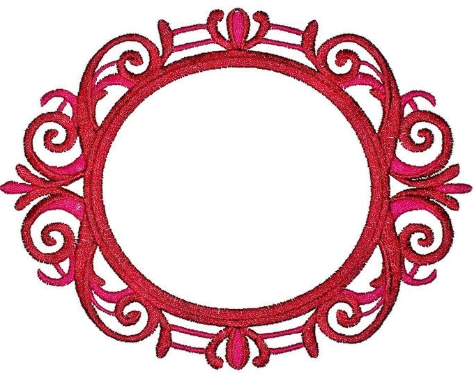 Round scrollwork framed Embroidered Quilt Label to customize with your personal message