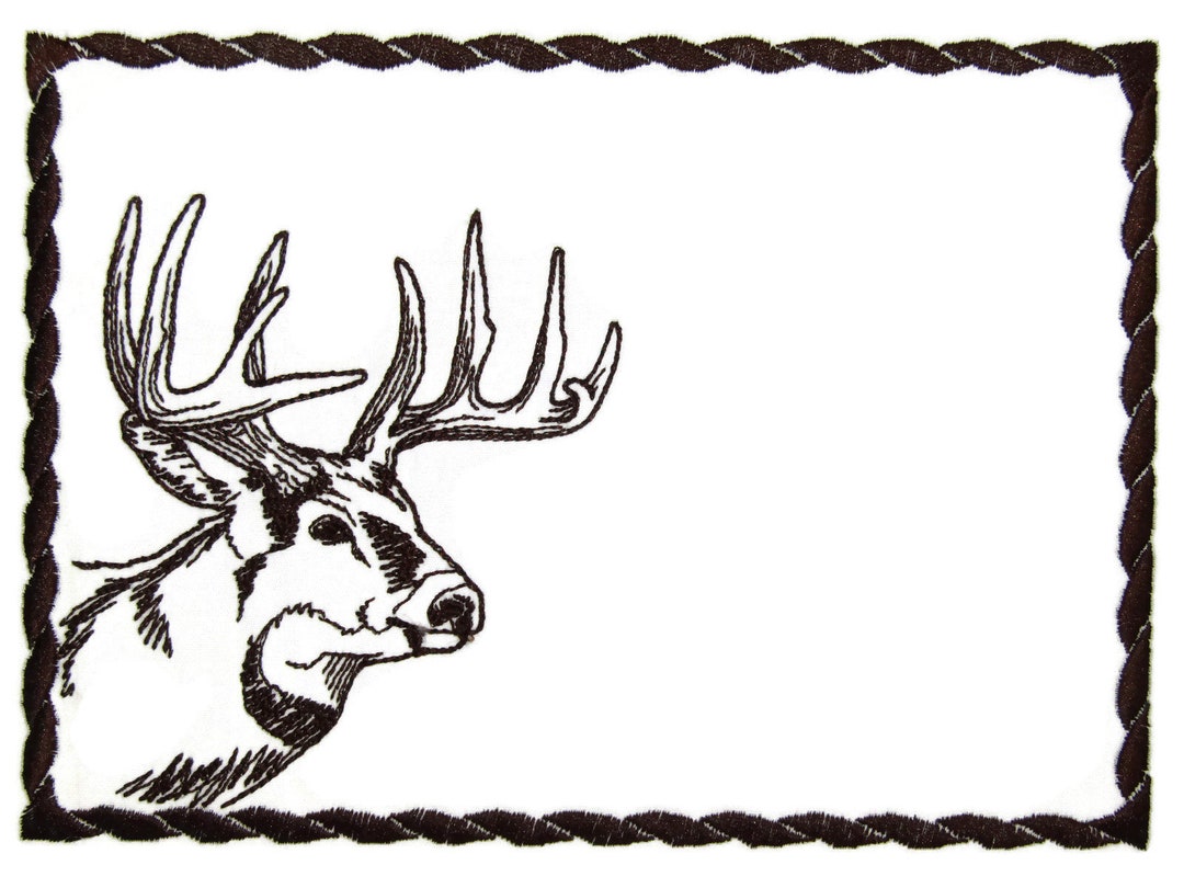 Deer Profile Embroidered Quilt Label to Customize With Your Personal ...