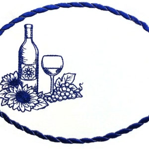 Wine bottle embroidered quilt label to customize with your personal message