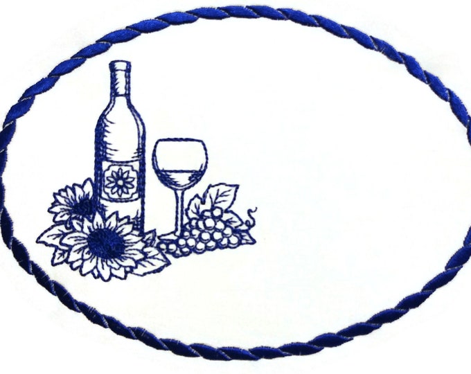 Wine bottle embroidered quilt label to customize with your personal message