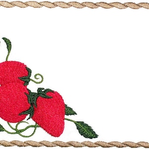 Strawberry framed embroidered quilt label, to customize with your personal message