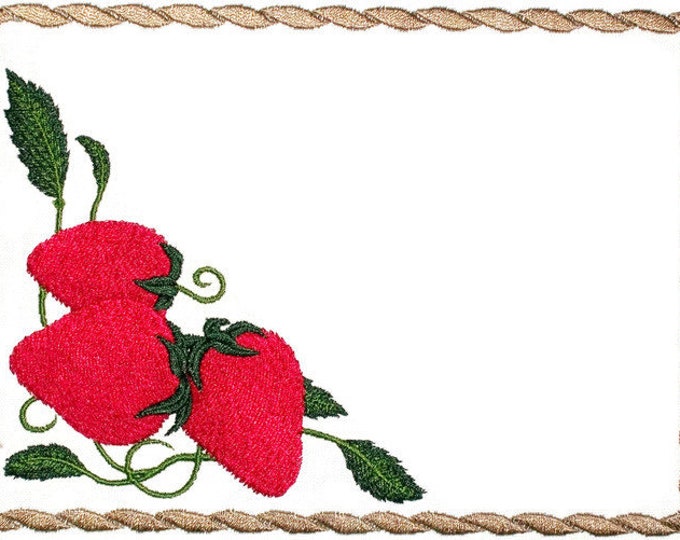 Strawberry framed embroidered quilt label, to customize with your personal message