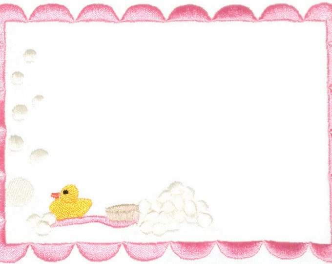 Rubber ducky embroidered quilt label, to customize with your personal message