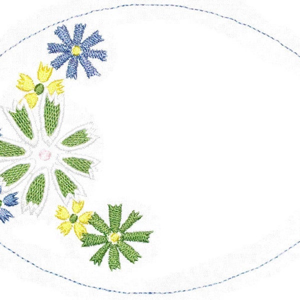 Mit Blumen besticktes Quilt-Label zum Personalisieren mit Ihrer persönlichen Botschaft