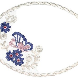Butterfly floral embroidered quilt label to customize with your personal message