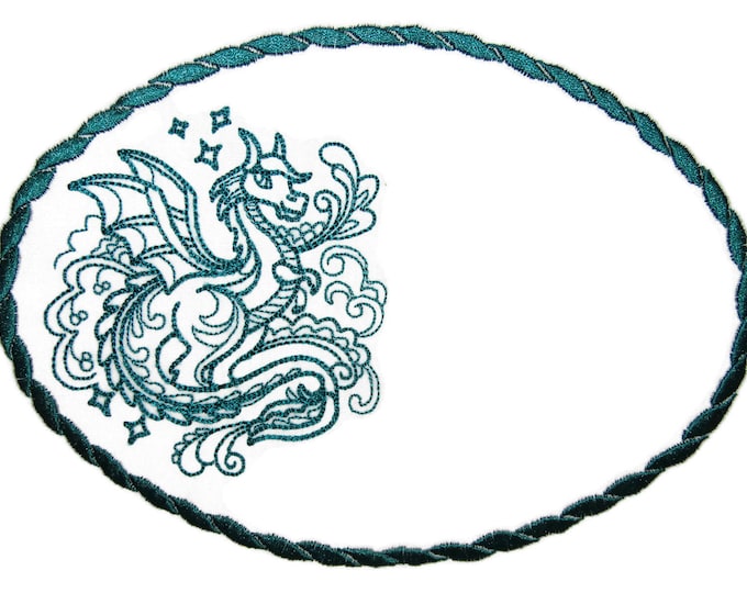 Dragon embroidered quilt label to customize with your personal message