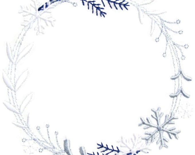 Snowflake Wreath embroidered quilt label to customize with your personal message