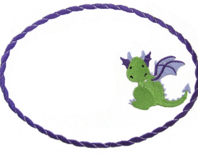 Sweet Little Dragon embroidered quilt label, perfect to customize with your personal message