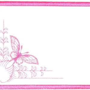 Pink Butterfly embroidered quilt label to customize with your personal message