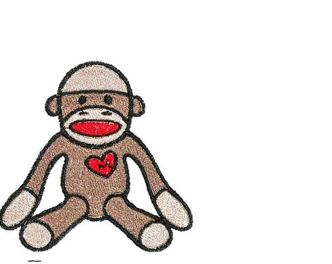 Sock Monkey Embroidered Quilt Label to customize with your personal message