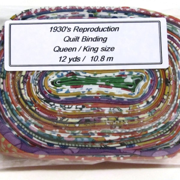 Quilt Bindung Scrappy 1930's Reproduktion , Krippe -King size - Einzelfachbindung 5 m-10,8 m (5.5yds-12yds)