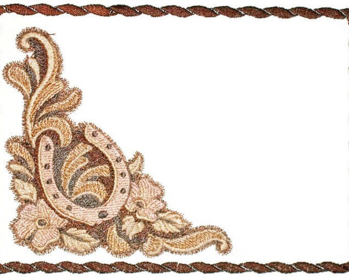 Leather work cowboy, cowgirl horseshoe quilt label to customize with your personal message