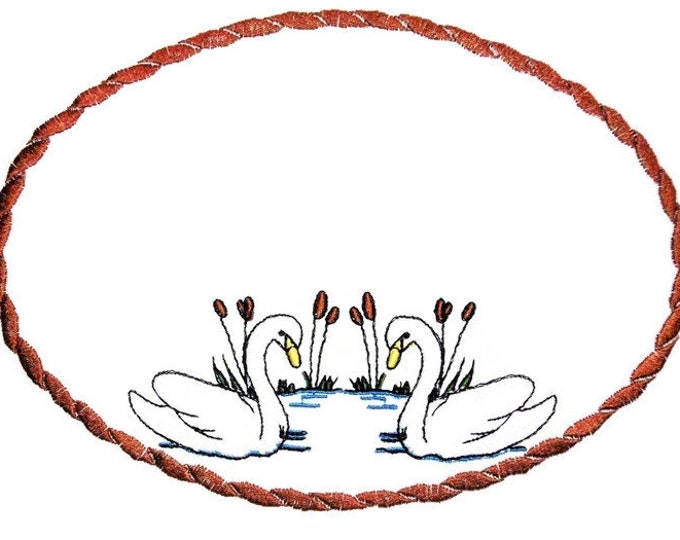 Swan pond embroidered quilt label to customize with your personal message