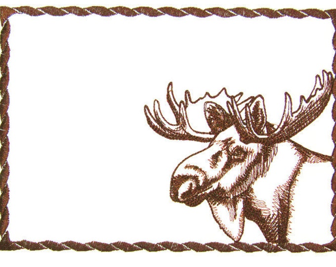 North woods Moose embroidered quilt label to customize with your personal message