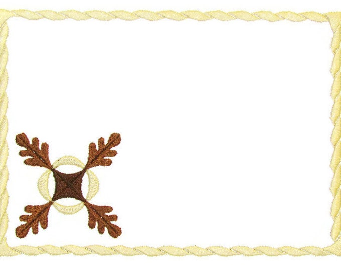 Oak Leaf motif Embroidered Quilt Label to customize with your personal message