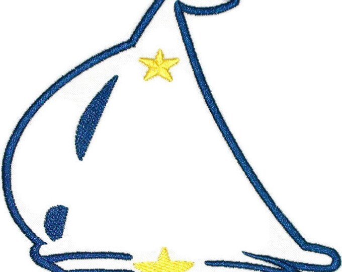 Sailboat embroidered quilt label for blocks or tops, to customize with your personal message