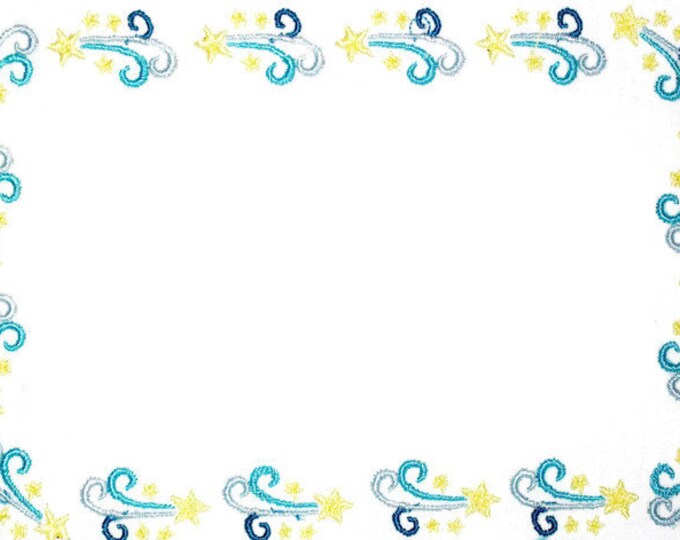 Shooting Stars embroidered quilt label to customize with your personal message