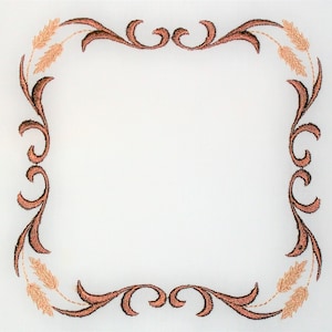 Wheat Filigree frame embroidered quilt label to customize with your personal message