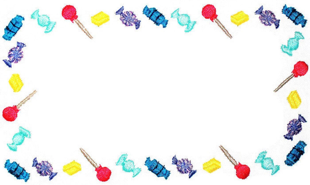 Etichetta Trapunta Ricamata Con Caramelle E Lecca Lecca, Da Personalizzare Con Il Tuo Messaggio - Foto 3