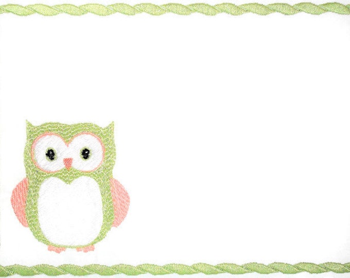 Owl quilt label embroidered to customize with your personal message