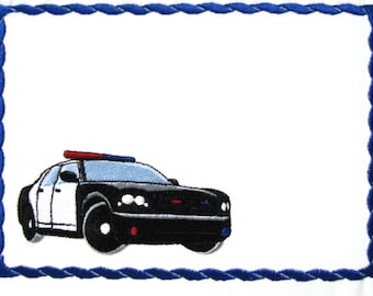 Police Car Embroidered Quilt label to customize with your personal message