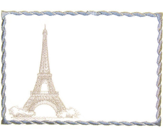 Eiffel Tower embroidered quilt label to customize with your personal message