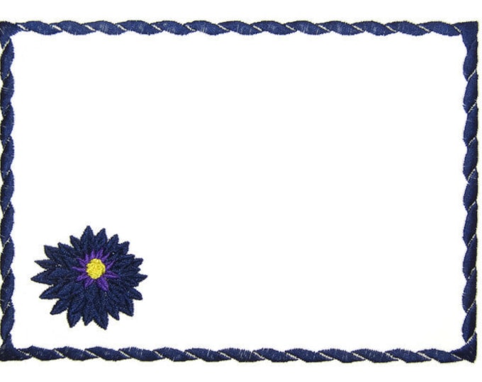 Solid Dahlia Bloom embroidered quilt label to customize with your personal message