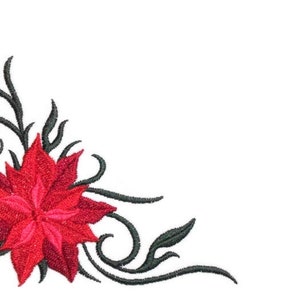 Poinsettia embroidered quilt label to customize with your personal message