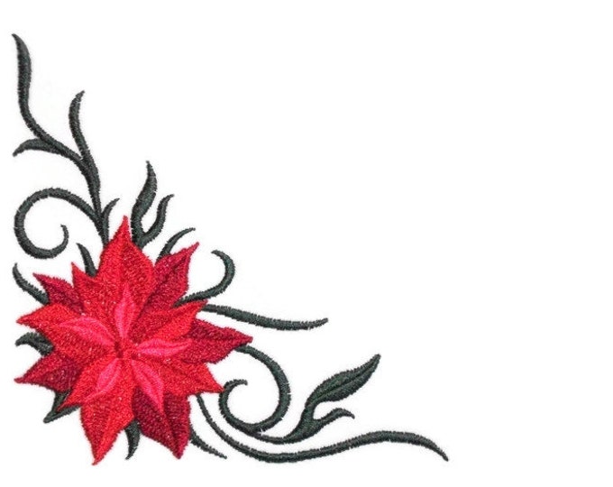 Poinsettia embroidered quilt label to customize with your personal message